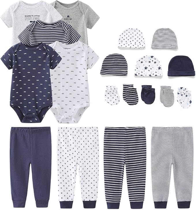 Kiddiezoom Unisex Baby Layette Essentials Giftset Clothing Set 19-Piece For Newborn Baby-CubbioJoy