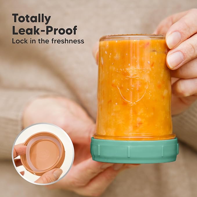 KeaBabies 4pk 8oz Glass Baby Food Containers with Lids - Leak-Proof, Microwavable Small Glass Jars, Baby Purees & Toddler Snack Storage Containers, BPA-Free, Dishwasher & Freezer Safe (Kea)-CubbioJoy