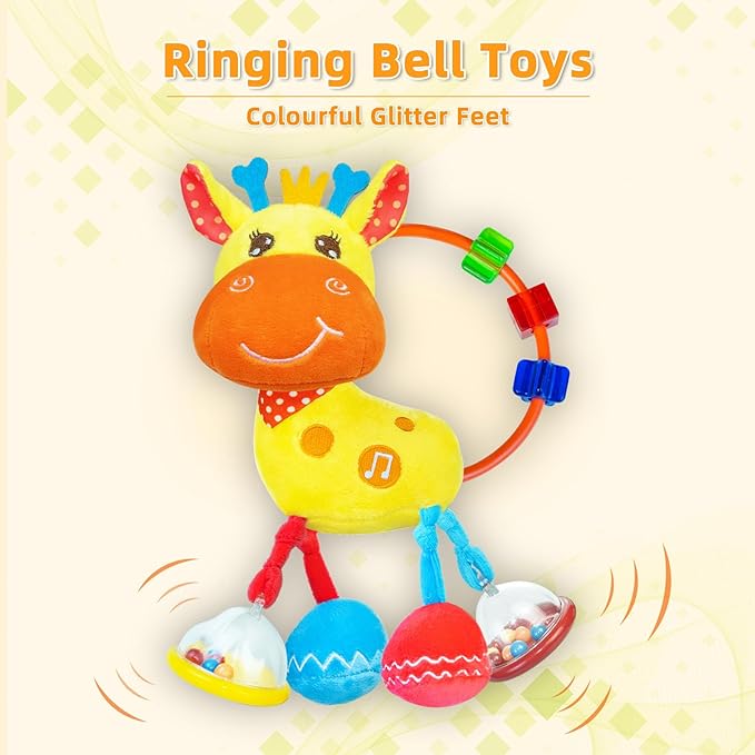 Baby Sensory Toys 0-6 3-6 Months,Infant Baby Musical Stuffed Animal Activity Soft Toys, 3+ Months Rattles Teething Toys for Babies,Tummy Time Toy Gifts for 0-3-6-12 Months Boys, Girls-CubbioJoy