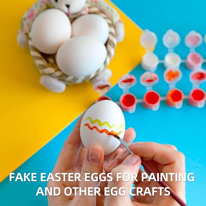 CALPALMY 24 Pieces Hyper-Realistic White Wooden Eggs - 2 Dozen Fake Easter Eggs for Painting, Decorating, Crafting, Pretend Play, Simulation Toys, Fake Food, Nest Box Training-CubbioJoy