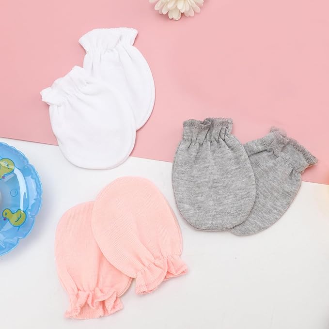 BQUBO Newborn Infant Toddler Mittens No Scratch Cotton Elastic Wrist Gloves Hypoallergenic for 0-6 Months Baby Boys Girls-CubbioJoy