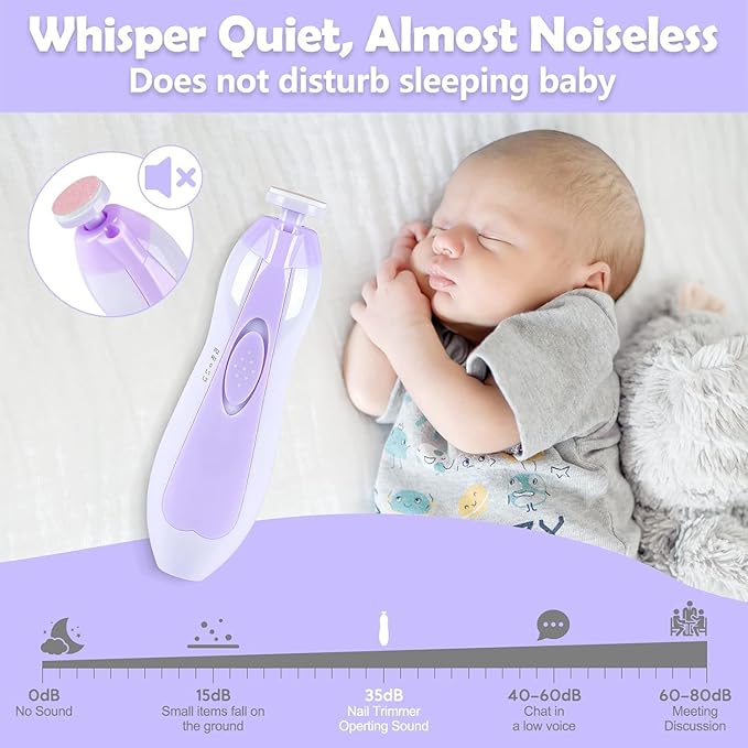Baby Nail Trimmer Electric, 6 in 1 Baby Nail File Clippers Infant Grooming Kit Manicure Set for Toddler or Adults, Purple-CubbioJoy