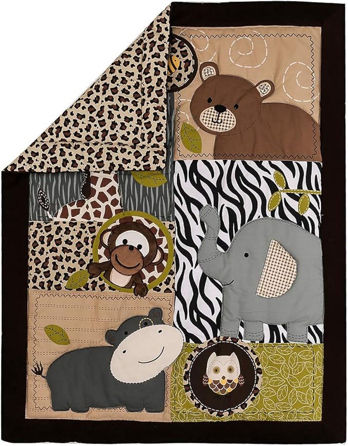 7 PCs Forest Animal Nursery Crib Bedding Set Baby Boy Elephant Giraffe Bear Cot Bedding Set-CubbioJoy
