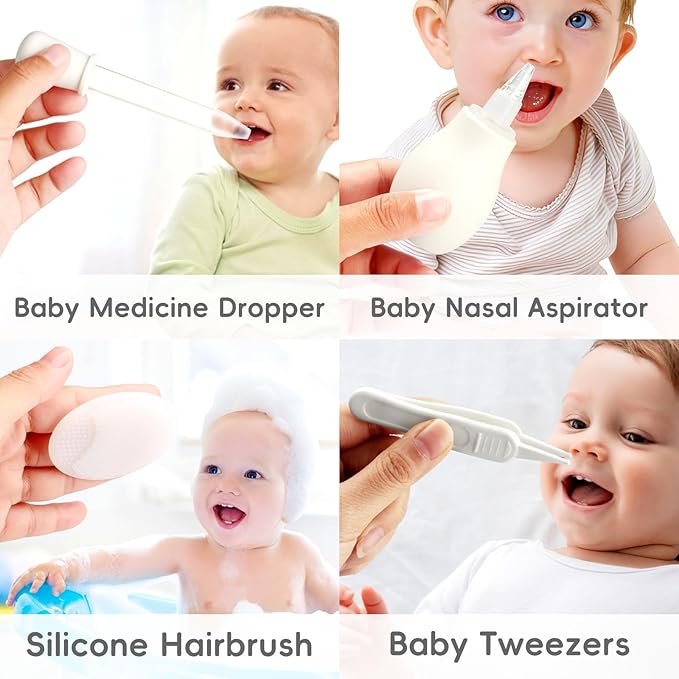 Baby Healthcare and Grooming Kit for Newborn Kids, 24PCS Upgraded Safety Baby Care Kit, Newborn Nursery Health Care Set, Baby Care Product (Grey White)-CubbioJoy