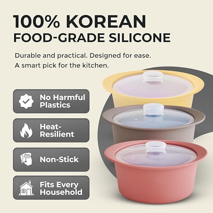 40oz Platinum Silicone Microwave Steamer Pot with Handle & Lid - Korea 100% Food-Grade Steamer Bowl, Heat-Resistant Cooker with Steam Holes, Easy Clean, Dishwasher Safe, Dry Rose-CubbioJoy