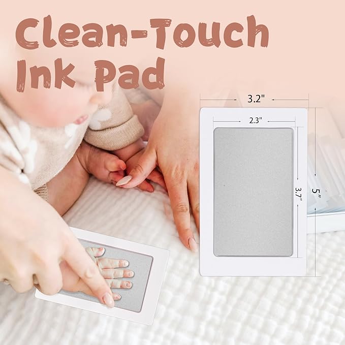 Inkless Baby Hand and Footprint Kit,Clean-Touch Ink Pad Kit,Safe No Mess Printing Infant Hand Foot Stamp,4 Pack Newborn Inkless Print Pads Best Keepsake or Gifts for Family-CubbioJoy
