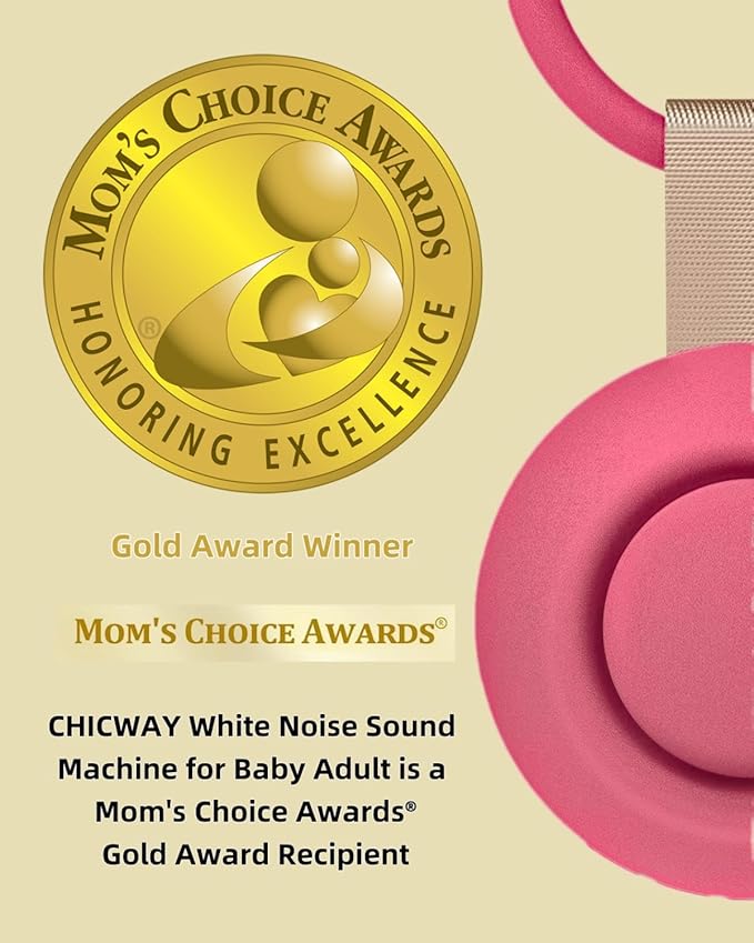 2025 Mom's Choice Awards, Portable Sound Machine for Baby Adult, AI Cry Detection, 18 Soothing Sound, Bluetooth Rechargeable White Noise Machine for Home Travel, Nursery Light, Barbie Pink-CubbioJoy