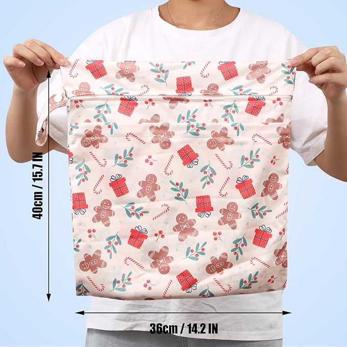 2pcs Cloth Diaper Wet Dry Bags, Waterproof Reusable Wet Bag with 2 Zipper Pockets & Handle, Washable Laundry Bags for Baby Adult Clothes Travel Beach Pool Daycare Yoga Gym Exercise Swimsuits,-CubbioJoy