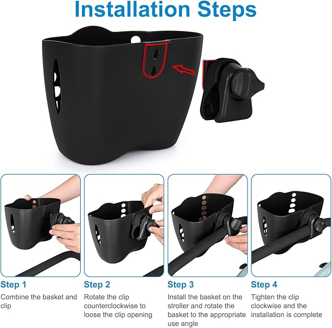 Accmor Stroller Cup Holder Basket, Universal Cup Holder, Bike Bottle Holder, 360° Rotatable Large Caliber Drinks Holder for Stroller, Bike, Wheelchair, Walker-CubbioJoy