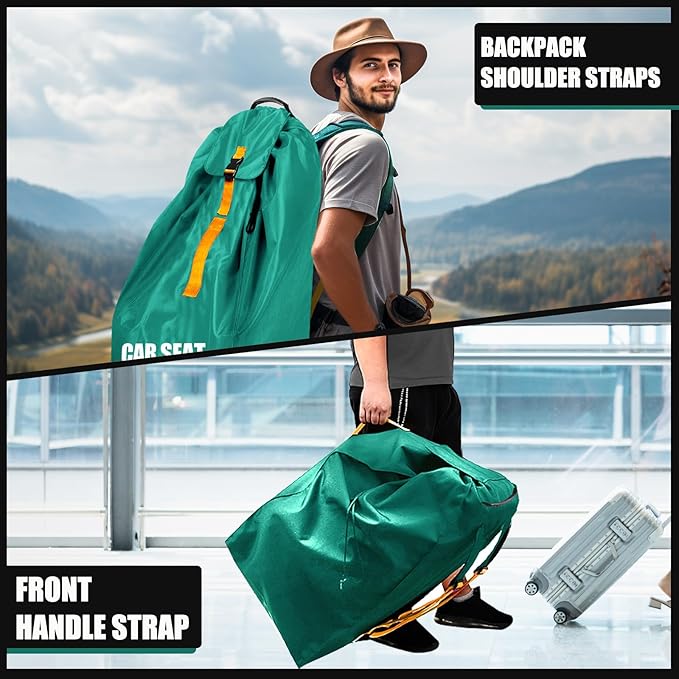 Car Seat Travel Bag for Airplane, Large Car Seat Bags for Air Travel with Comfort Padded Straps, Gate Check Storage Bag/Backpack for Carseat Airport, Carseat Cover Travel - Baby Travel Essential-CubbioJoy