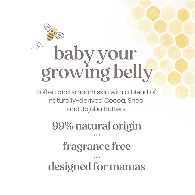 Burt's Bees Mama Belly Butter Stretch Mark Cream for Pregnancy Massages Body & Reduces Scar Appearance, Prenatal & Postnatal Tummy Skin Care, Shea Butter & Vitamin E Rich Formula, 6.5 Oz Tub-CubbioJoy