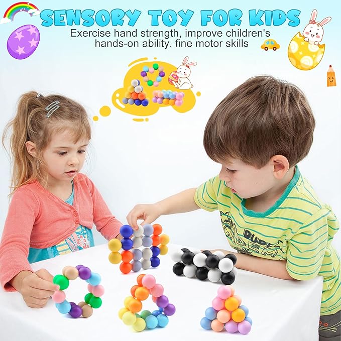 2PCS Sensory Fidget Toys for Adults Kids Teens, Easter Basket Egg Stuffers for Toddlers Boys Girls,Easter Present for Kids,Stress Balls ADHD Tools Autism Toys ,Travel Toys for Ages 5-7 8-13(I)-CubbioJoy