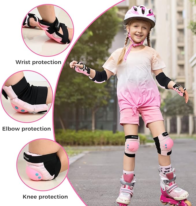 BOSONER Kids/Youth Knee Pads Elbow Pads Wrist Guards Set for 3-15 Years, Child Protective Gear Set for Roller Skates, Cycling, BMX Bike, Skateboard, Inline Skating, Scooter Riding Sports…-CubbioJoy