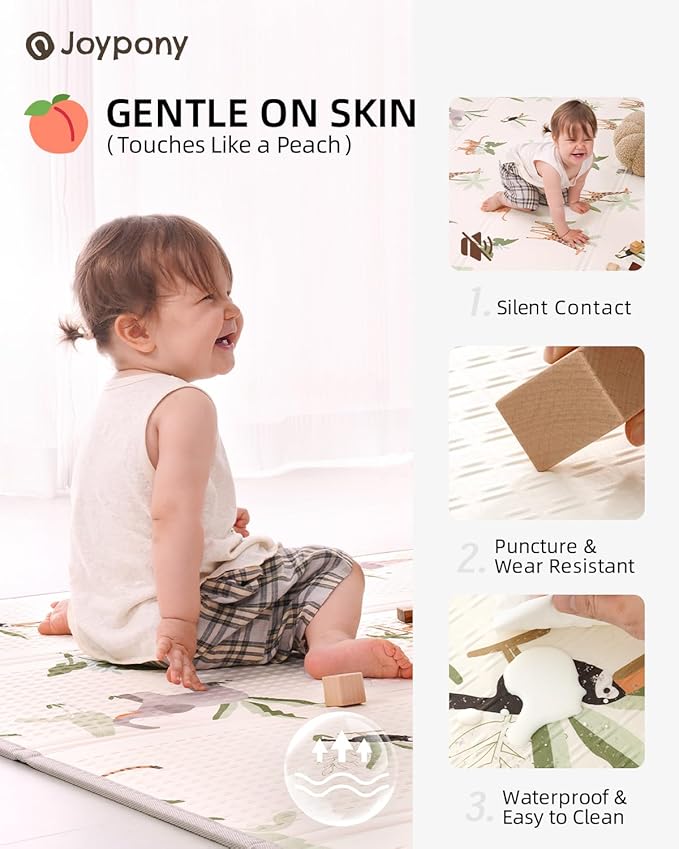 Baby Play Mat 71x79 Inch, 2 in 1 Fabric & XPE Dual-Sided Design Foldable Play Mats for Babies and Toddlers, Waterproof & Anti-Slip Baby Mat for Floor, Portable Baby Foam Crawling Mat with Travel Bag-CubbioJoy