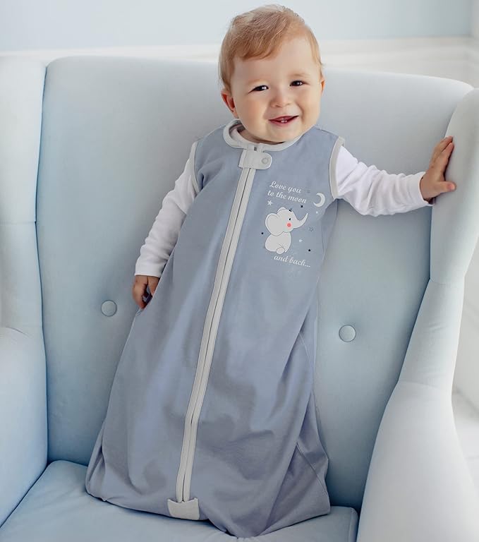 Baby Sleep Sack 1.0 TOG, Organic Cotton Baby Wearable Blanket with Two-Way Zipper, Swaddle Transition Baby Sleeping Bag, All-Season Sleep Sack for Newborn Infant Toddler Boy Girl, 18-24 Months, 1-Pack-CubbioJoy