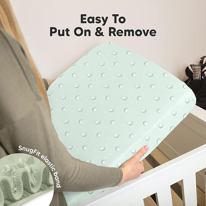 KeaBabies 2-Pack Organic Crib Sheets for Boys, Girls - 52x28 Fitted Crib Mattress Sheet Neutral, Breathable Jersey Cotton Cover for Baby Bed, Toddler Mattress, Soft & Cute Prints (Lunaris)-CubbioJoy