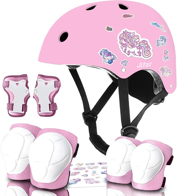 Adjustable Kids Bike Helmet with Knee & Elbow Pads Set, Color Gradient Design for Boys and Girls Aged 3-14+, for Skateboarding, Scooter, Roller & Inline Skating, Longboard-CubbioJoy