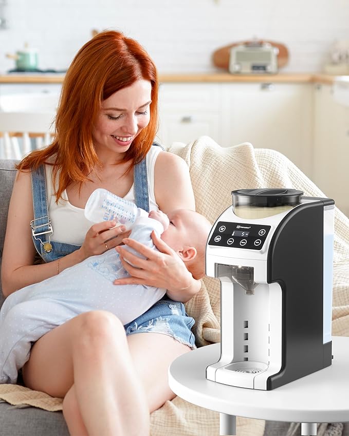 Instant Formula Maker, Fast and Customizable Formula Dispenser Machine with Accurate Temperature Control for Baby, Automatic Powder Blending for All Brands of Bottle and Formula, Black/White-CubbioJoy