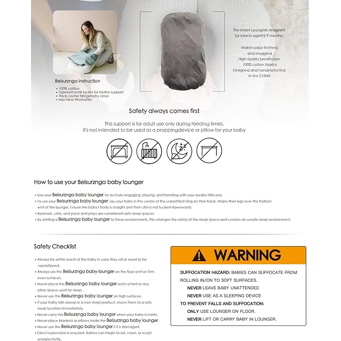 Baby Lounger - Snuggle Cozy Me Infant Lounger for Newborns | Flannel Cover, Breathable Soft, Portable Awake-Time Pad, Essential Baby Gift -Grey-CubbioJoy