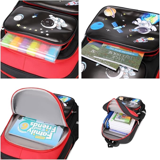 Cartoon Backpack for Boys, 17 Inch Kids Space Backpack for Children Teens Waterproof School Travel Backpacks-CubbioJoy