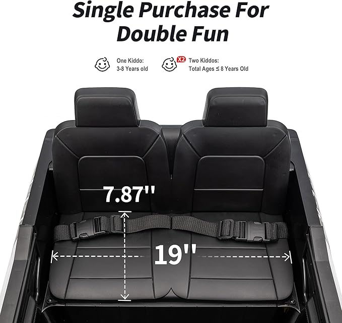 12V 7Ah Electric Police Car Ride on Toy for Big Kids, 2 Seater Kids Ride on Car SUV with Remote Control, Bluetooth - Black-CubbioJoy