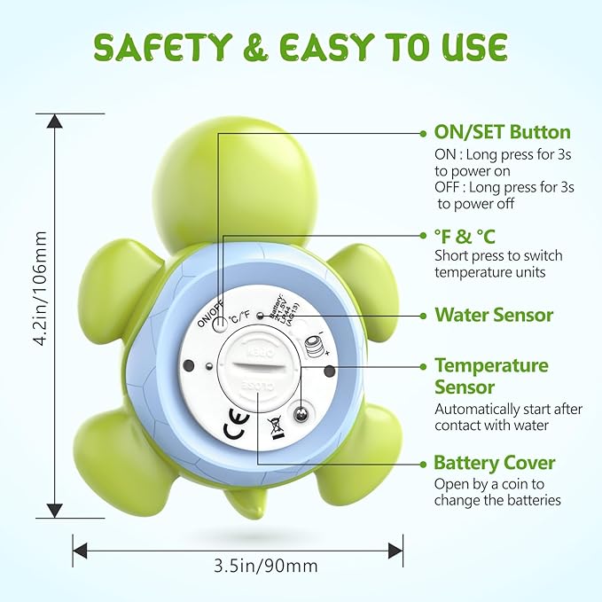 Baby Bath Thermometer, Digital Water Temperature Thermometers with 3 Color Backlit and Temperature Warning, Safety Bath Tube Thermometers Floating Toy for Infant, Toddler-CubbioJoy