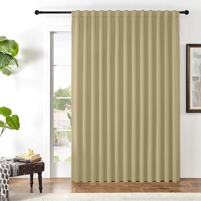 Joydeco Custom Blackout Curtains for Bedroom, 1 Panel Room Darkening Curtains & Drapes for Living Room Window Rod Pocket Back Tab (Custom Size,Beige)-CubbioJoy