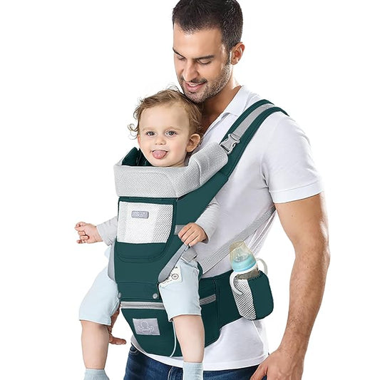 Baby Carrier Ergonomic Infant Carrier with Hip Seat Kangaroo Bag Soft Baby Carrier Newborn to Toddler 7-45lbs Front and Back Baby Holder Carrier for Men/Women Dad Mom-CubbioJoy