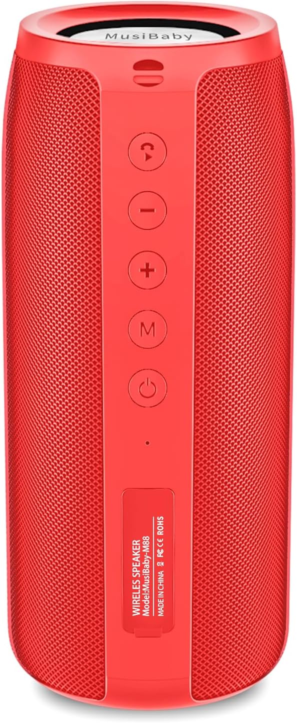 Bluetooth Speaker,MusiBaby M88 Speakers,Dual Pairing, Bluetooth 5.3,Loud Stereo Sound,Booming Bass,30H Playtime for Home& Outdoor Party,Beach,Portable Speaker,Gifts(Red)-CubbioJoy