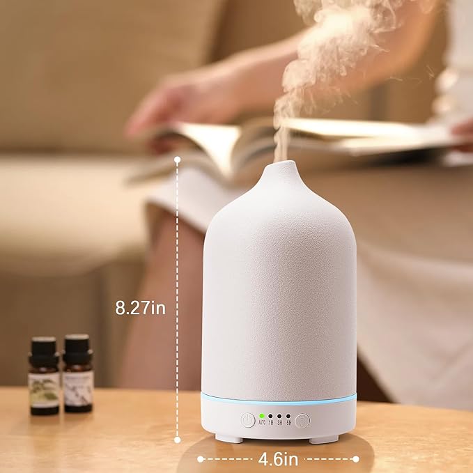 Diffuserlove Ceramic Diffuser 250ML Essential Oil Diffusers Aromatherapy Essential Oil Diffuser for Room Air Diffuser for Home Bedroom Stone Diffuser (White Big Size 250ml)-CubbioJoy