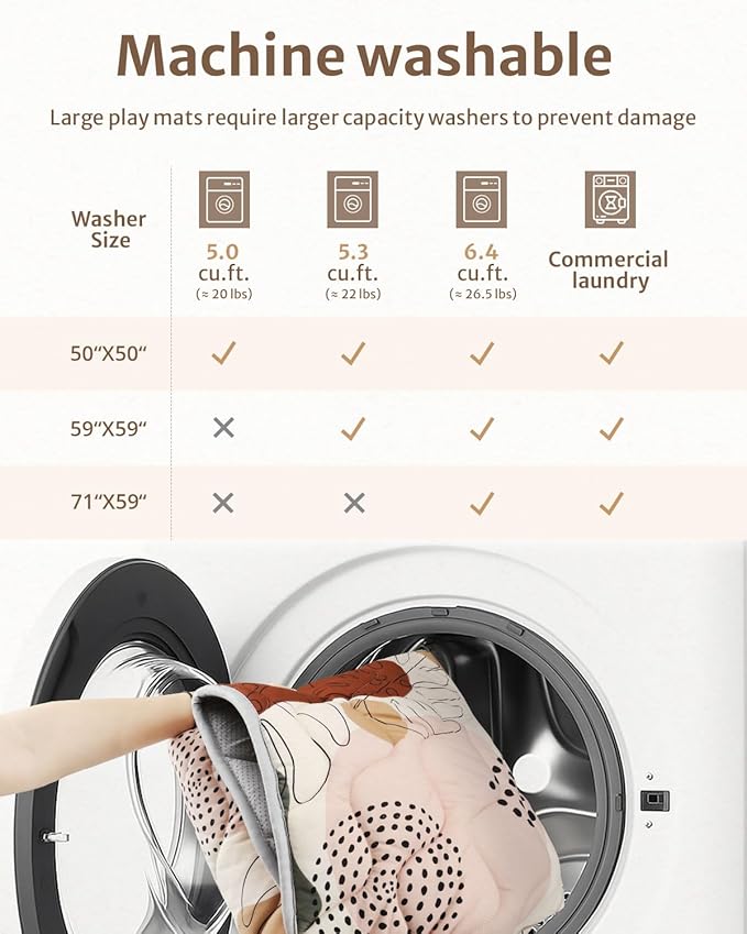 Blissful Diary Baby Play Mats for Floor, 50x50 Crawling Mat for Playpen, Thicken Soft Padding Foam Playmats for Babies and Toddlers Infants, Foldable and Machine Washable, Boho Design-CubbioJoy