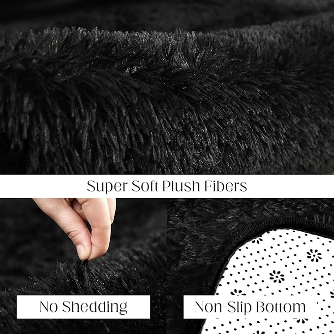 4x6 Black Rug, Area Rugs for Living Room, Soft Plush Area Rugs for Bedroom, Non-Slip Indoor Carpet for Nursery, Study Room, Playroom, Home Decor-CubbioJoy
