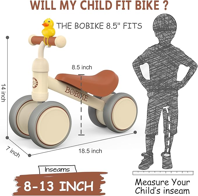 Baby Balance Bike Toys for 12-36 Months Kids Toy Boy and Girls Gifts Toddler Best First Birthday Gift Children Walker No Pedal Infant 4 Wheels Bicycle (Classic, White)-CubbioJoy
