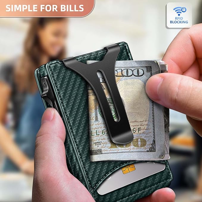 BULLIANT Men Wallet,Money Clip Wallet Slim For Gift Men 9Cards-Metal Credit Card Case in Magnetic Leather Flip-CubbioJoy