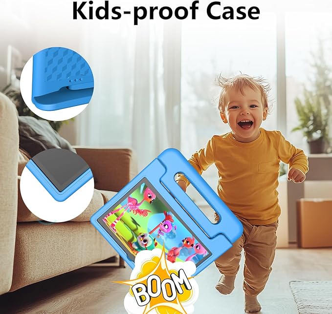 JREN Tablet for Kids｜10 Inch Kids Tablet Android 14｜Octa-core｜64GB｜WiFi ｜Bluetooth｜Parental Control｜Children Content｜Children Toddler Blue-CubbioJoy