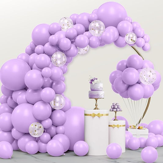 JOYIN 150 Pcs Pastel Purple Balloons, Different Sizes 18 12 10 5 Inch Pastel Purple Latex Balloon Arch Kit with Instruction for Birthday Party Graduation Wedding Holiday Decoration-CubbioJoy