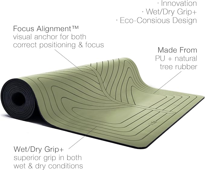 agoy Pro+ Warrior - Premium Non-Slip Yoga Mat – Eco-Conscious Design - PU Mat With Wet/Dry Grip+ - Focus Alignment - Lazer-Etched Technology - A Portable Standard Size Mat for All Styles of Yoga-CubbioJoy