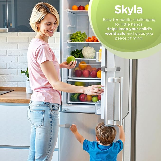 Baby Proofing Child Safety Locks (8 Pack) by Skyla Homes - The Safest, Quickest and Easiest 3M Adhesive Cabinet Latches, No Screws & Magnets, Multi-Purpose for Furniture, Kitchen, Ovens, Toilet Seats-CubbioJoy