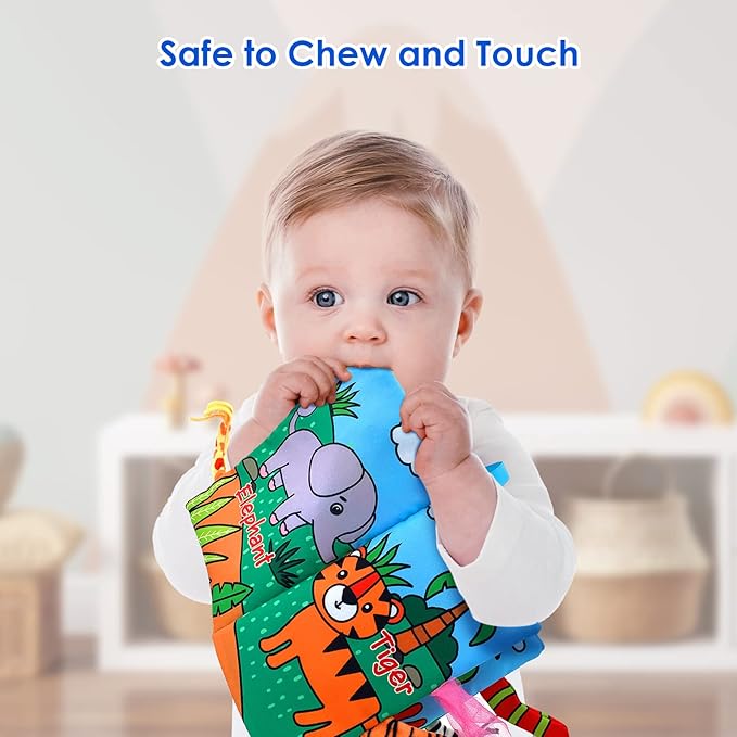 Baby Cloth Books 2PCS High Contrast Sensory Crinkle Book for Babies Tummy Time Early Learning Infant Toys for 0-18 Months-CubbioJoy
