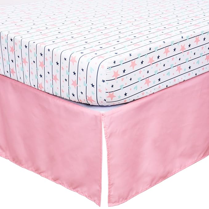 Cloele Pink Crib Bedding Set for Girls- 4 Piece Unicorns Baby Comforter Bed Set Includes Crib Skirt Quilt Fitted Sheet Toddler Pillowcase - Pink Soft Nursery Baby Bedding Set for Girls-CubbioJoy