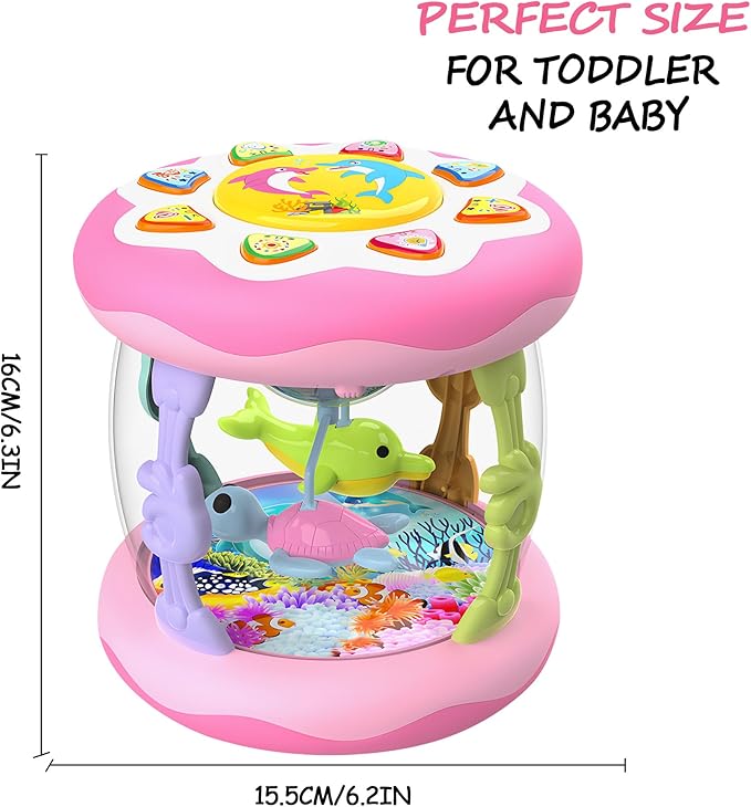 Baby Girl Toys 12 Months, Musical Rotating Light Up Infant Toys Tummy Time for Infant 12-18 Months, Crawling Learning Toys Birthday Gifts for Baby 1 2 3 Years Old-CubbioJoy