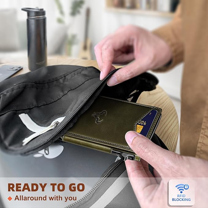 BULLIANT Men Wallet,Money Clip Wallet Slim For Gift Men 9Cards-Metal Credit Card Case in Magnetic Leather Flip-CubbioJoy