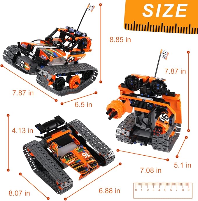 BIRANCO. STEM Remote Control Building Kit 3 in 1 RC Tracked Racer/Tank/Robot Engineering Toys, Science Construction Play Set, Toy Car Christmas for Boys & Girls Age 8-12 (392pcs)-CubbioJoy