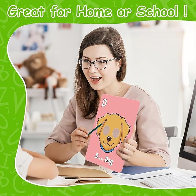 2025 New Alphabet ABC Flash Cards with Animal Masks, 26 Pcs Animal mask Alphabet Cards, Interactive Education Games, Learn Letters, English Phrases-CubbioJoy