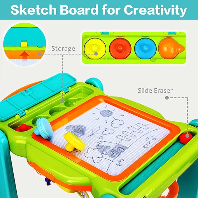 iPlay, iLearn 3 in 1 Baby Walker Sit to Stand Toys, Kids Activity Center, Toddlers Musical Fun Table, Lights and Sounds, Learning, Birthday Gift for 9, 12, 18 Months, 1, 2 Year Old, Infant, Boy, Girl-CubbioJoy