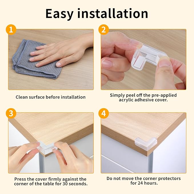 40 Pack Corner Protector Baby, L-Shaped Baby Proof Corners and Edges, Clear Table Corner Covers Baby, Baby Corner Protector Guards, Corner Guards for Table Edges & Sharp Corners-CubbioJoy