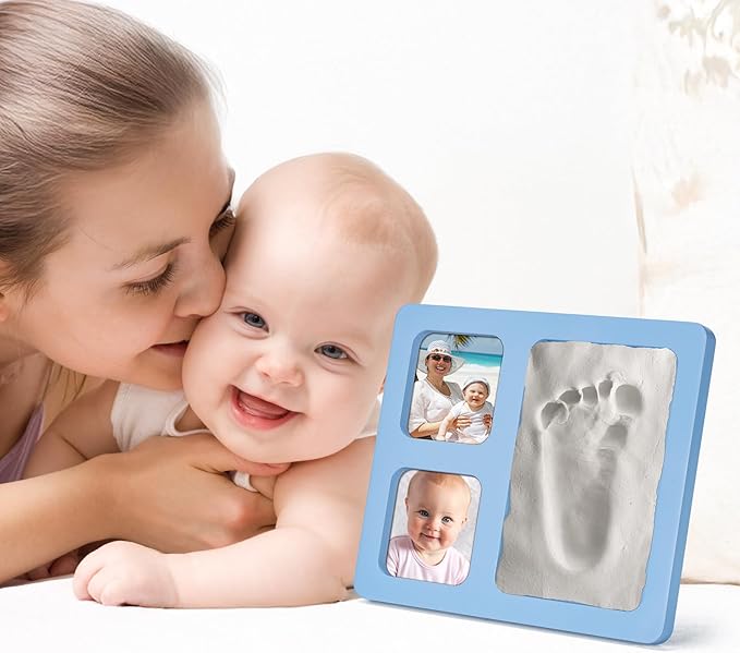 Baby Handprint and Footprint Kit, Blue Babies Keepsake 4x6 Clay Frame, for Record Newborn Footprints, Handprints or Pet Paw Prints-CubbioJoy