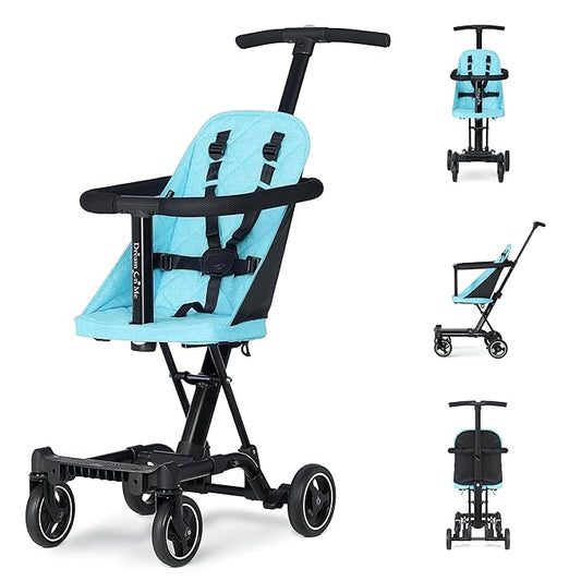 Dream On Me Lightweight and Compact Coast Rider Stroller with One Hand Easy Fold, Adjustable Handles and Soft Ride Wheels, Sky Blue-CubbioJoy