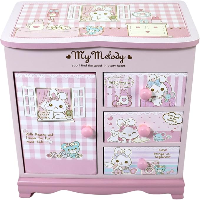Children jewelry box for girls Pink Cute bunny girls jewelry box Little girl birthday christmas Gift kids jewelry box-CubbioJoy