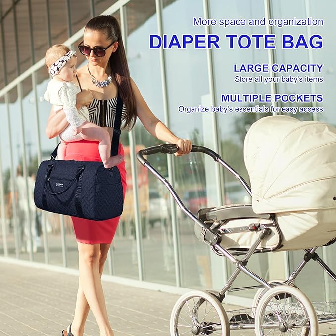 Diaper Bag Tote: Mommy Bag, Baby Bag for Boy and Girl, Mom Hospital Bag, Twins or 2 Kids Diapers Bag-CubbioJoy